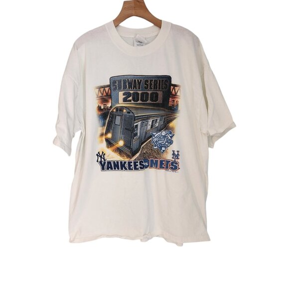 VTG Subway Series 2000 New York Yankees‎ Vs New York Mets T-Shirt Mens 2XL EUC - Picture 1 of 9